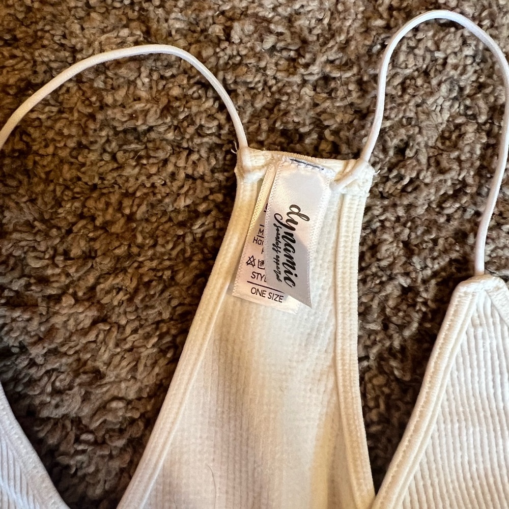 White Ribbed Women's Top - Picture 2 of 2